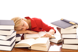 Woman Asleep on books